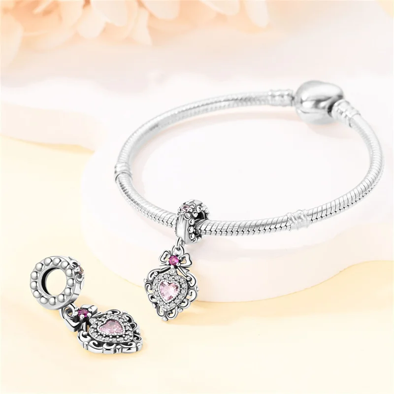 925 Silver DIY Beads Romantic Classical Series Guardian Flower Pendant Fit pand 3mm Original Bracelet For Women Jewelry Gift New