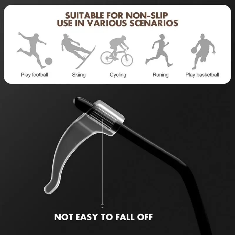 Glasses Anti Slip Sleeve Glasses Retainer Eyeglasses Tip 20 Pairs Silicone Glass Holder Non-Eyewear Ear Grips For Sunglasses Reading Glasses