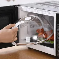 Protection anti-éclaboussures pour micro-ondes, couvercle de cuisson résistant aux hautes températures avec évent vapeur et poignée, couvercle transparent pour assiette 1