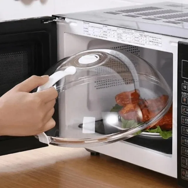 Protection anti-éclaboussures pour micro-ondes, couvercle de cuisson résistant aux hautes températures avec évent vapeur et poignée, couvercle transparent pour assiette 1