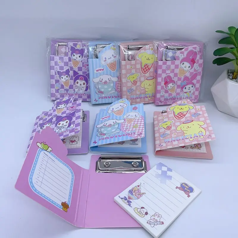 

24pcs Sanrio Cartoon Mini Plate Clamp Portable Notepad Notebook Study Note Book Stationery Gifts Stationery Wholesale