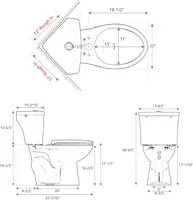 Superflo Elongated Corner Toilet, Compact 17.2"" Tall Toilet With Comfort Height Toilet Bowl & Dual Flush Tank, Space-Saving 2