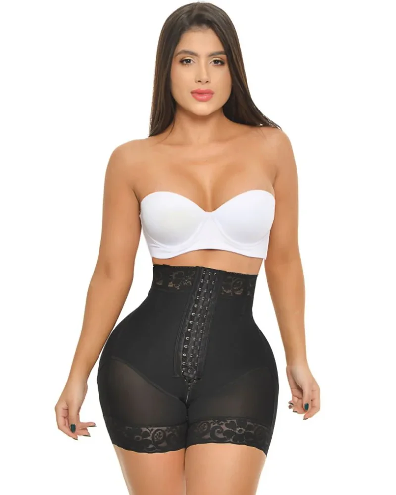 Multicolour High Waist Flat Belly Belt Stretch Shapewear Push Up Shorts With 3 Rows Of Bootylicious Enhancement Snaps