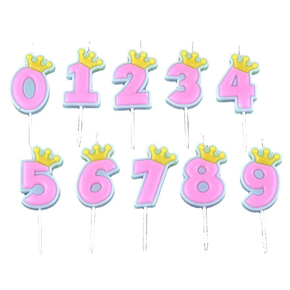 번호 0-9 생일 초, 생일 축하 케이크 초, 어린이 성인 결혼식/파티 크라운 초 케이크 장식 도구, 1 개