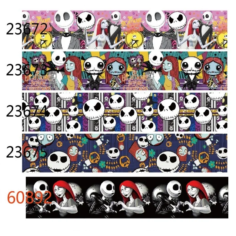 

Disney 5Yards 22mm 7/8 inch Halloween Nightmare before Christmas Cartoon Grosgrain Ribbon for Bows 10y 20y 50y