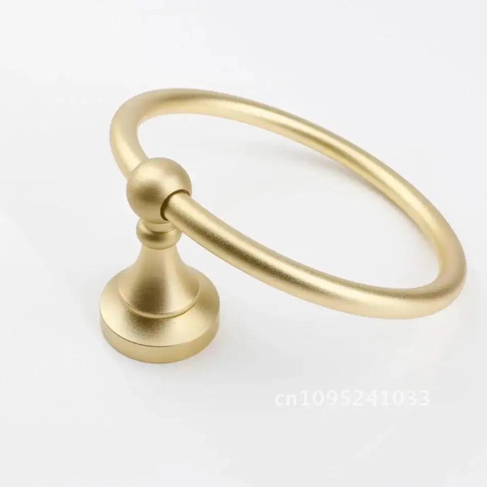 Towel Ring for Bathroom Kitchen Lavatory Wall Mounted Space Aluminum Shelf Matte Black Ring Bath Sliver Round Holder Towel Gold