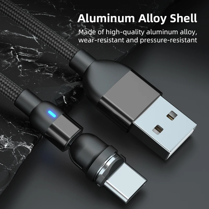 Magnetic 540° Rotating USB Type C Charging Cable - Fast Charge 2.4A