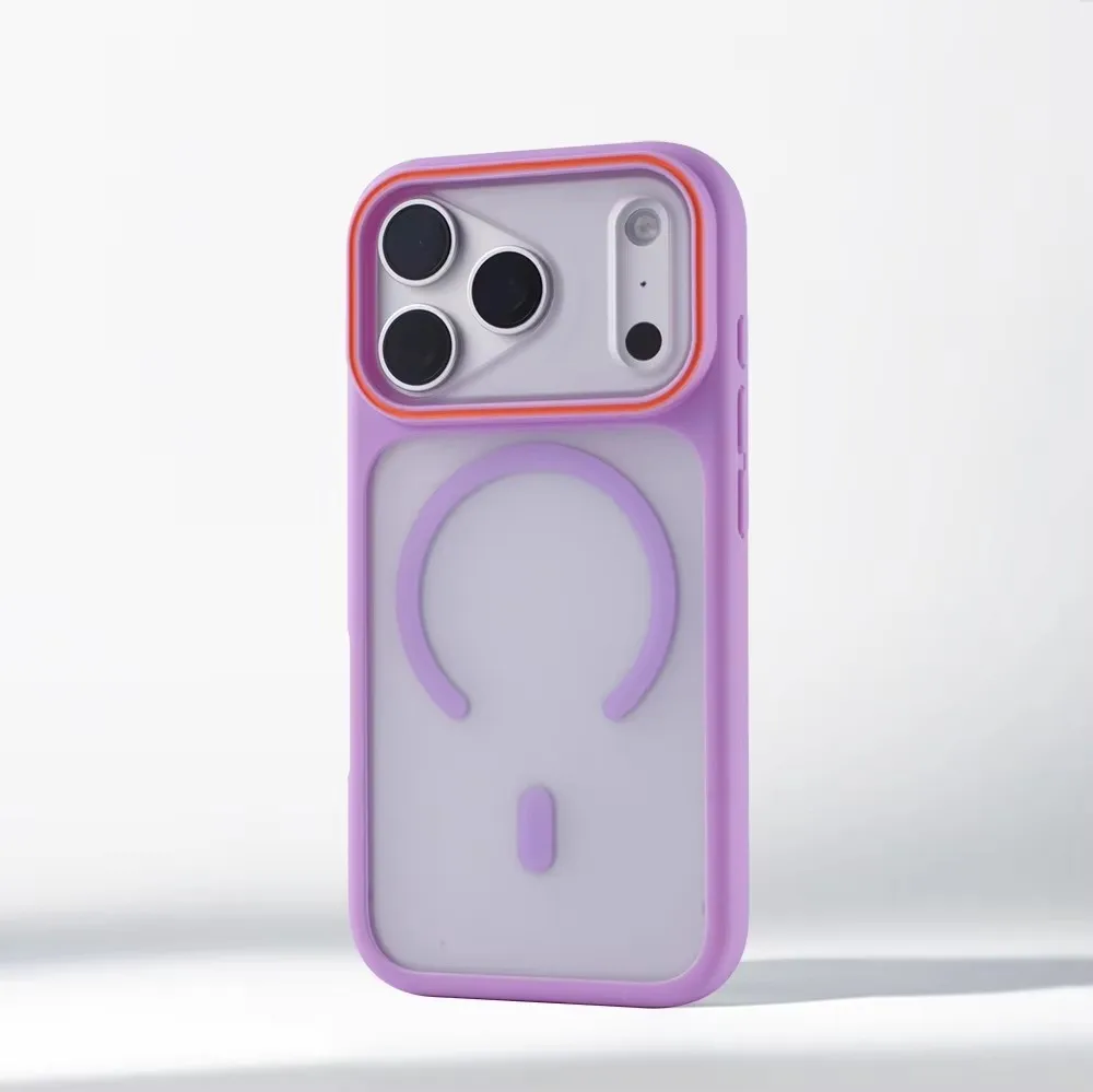 Luxury Matte Translucent Magnetic Shockproof Phone Case with Wireless Charging Capability