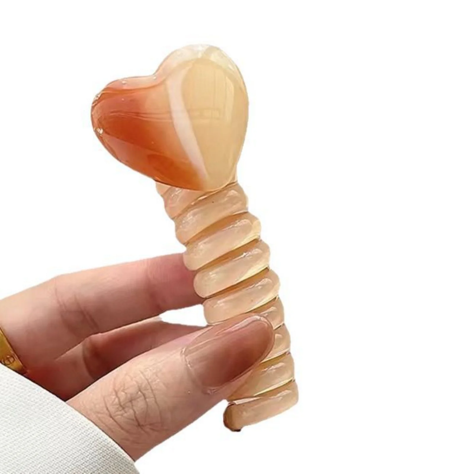 1PC Women's Heart - Shaped Spiral Hair Claw, Elastic Hair Coil, Stylish Hair Accessory for Ponytails, Daily & Party Looks