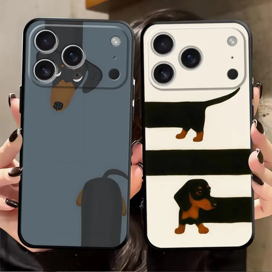 Sleek Black Dachshund Design Soft Phone Cover Case