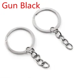Colorful Metal Split Key Rings - 20 Pack, 50mm Long - 25mm Rings (Gun Black)