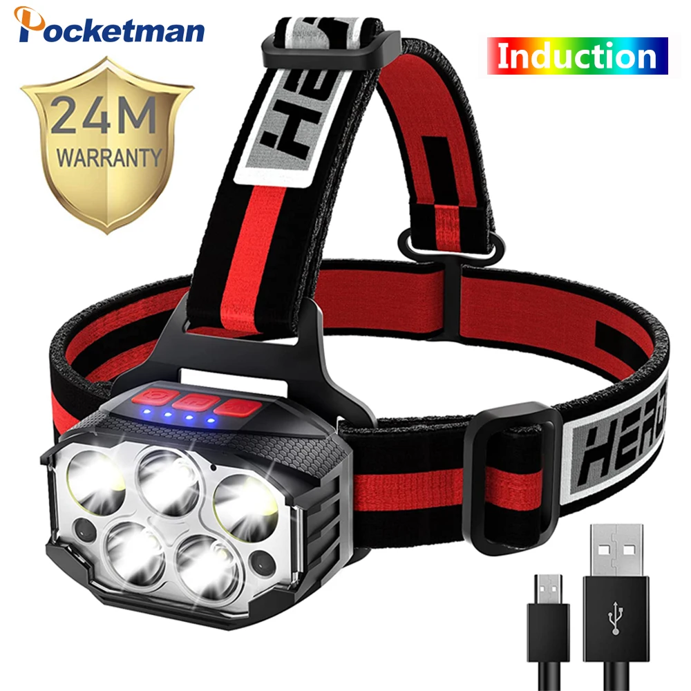 LED headlight rechargeable super bright headlamp with red light, 7