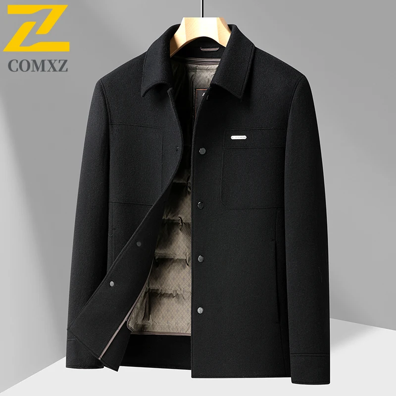 COMXZ Warm Winter Padding Minimalist High Quality Work Wool Jacket Business Trip Office Lightweight Quilted Jacket Mens Clothing