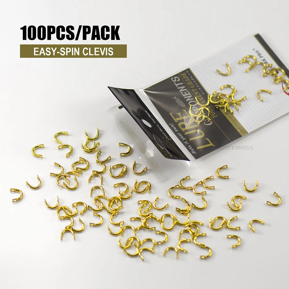 Countbass 100pcs Easy-Spin Clevises Stainless steel DIY spinnerbatis spinner fishing lures accessories clevis tackle craft fishing lure