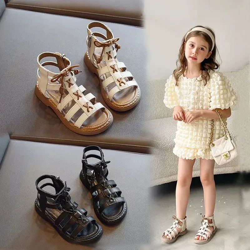 

Girls Roman Sandals 2023 summer new children's Princess sandals Student little girls beach shoes