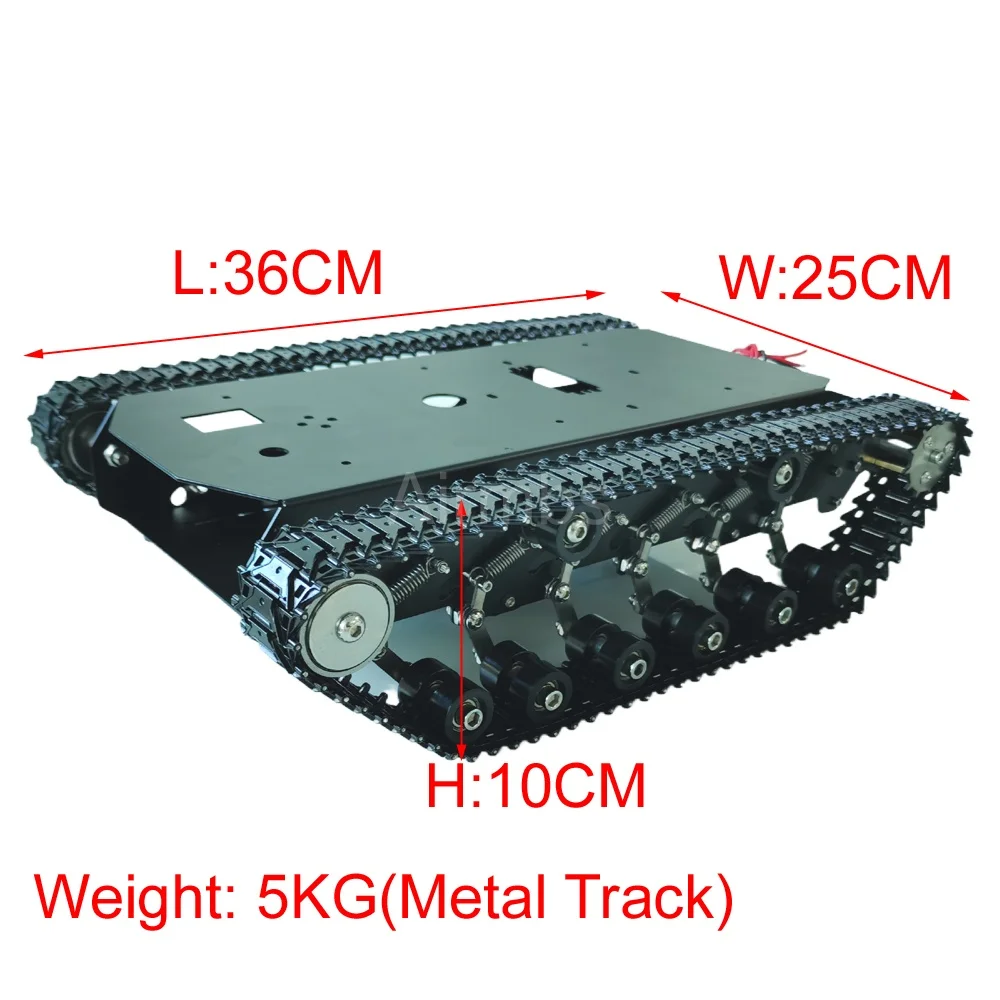 12KG 실제 하중 금속 서스펜션 크롤러 탱크 섀시 충격 흡수 로봇카 캐터필러 2WD DC 12V 모터 포함