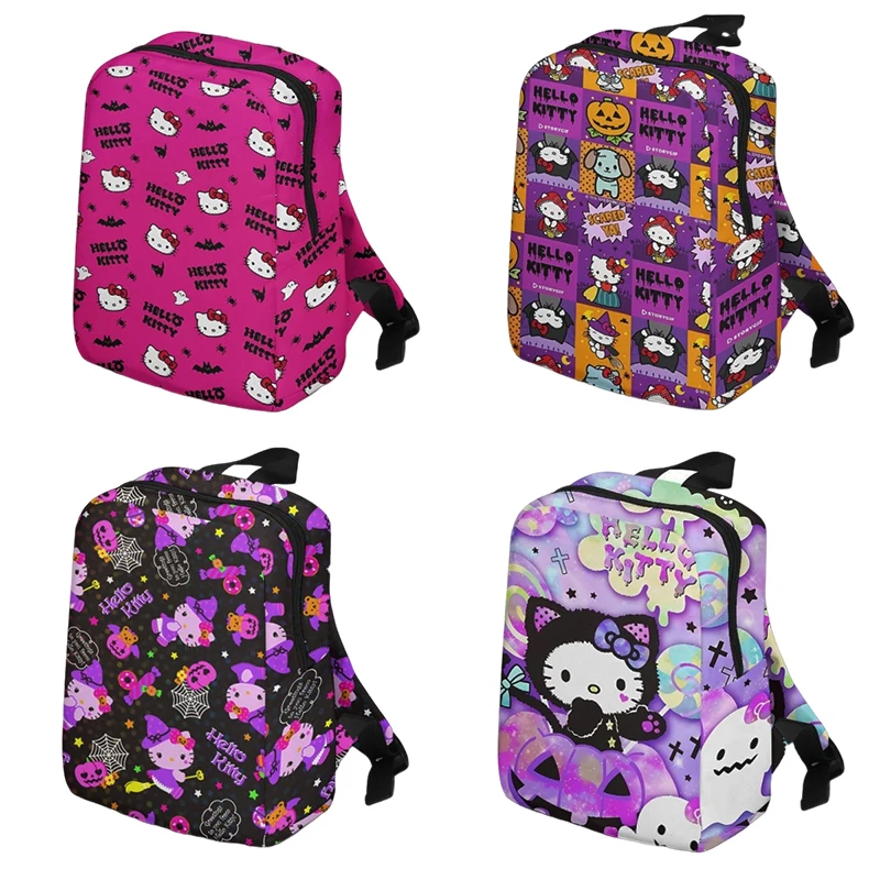 

Kawaii Sanrio Hellokitty Kids Halloween Ghost Canvas Backpack Bag Anime Cinnamoroll Kuromi Student Large Capacity Schoolbag Gift