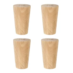 Set of 4 Solid Hardwood Furniture Legs with Natural Finish and Floor Pads for Enhanced Storage Space (White)