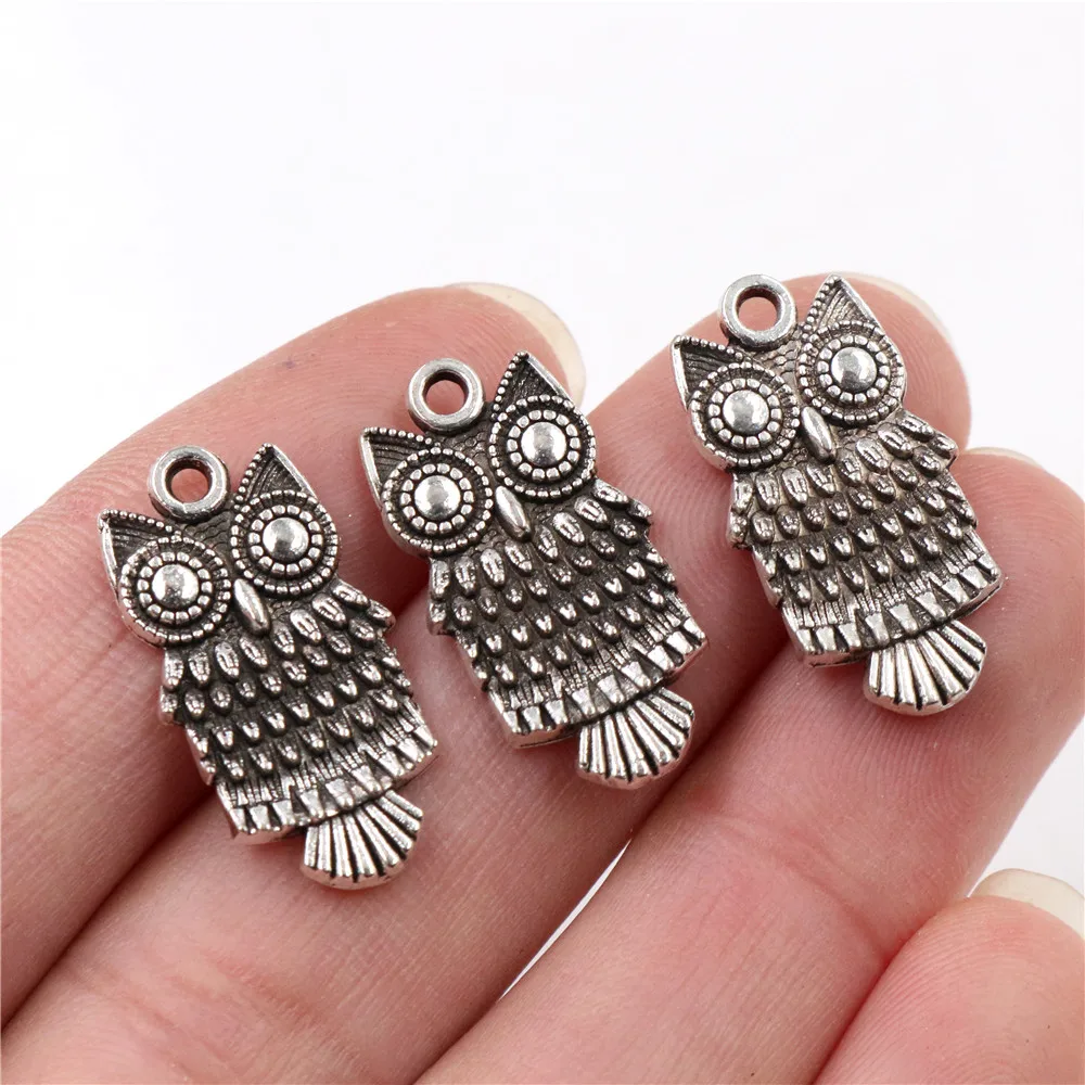 24x12mm 12 stücke Antike Silber Überzog Eule Handgemachte Charme Anhänger: DIY für armband necklace-R5-03
