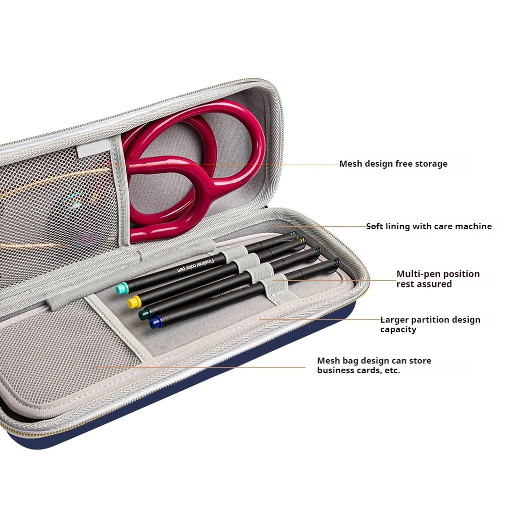 Quality Stethoscope Case Storage Box Hard EVA Portable Stethoscope Storage Box Shell Mesh Pockets For 3M Littmann Classic III stethoscope storage box