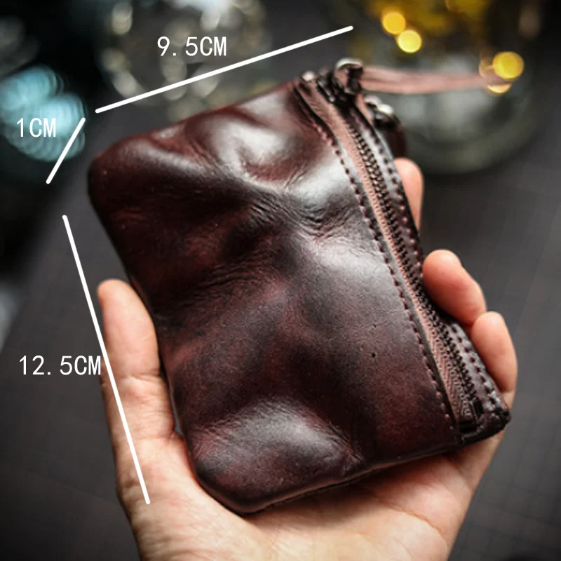 Original Genuine Leather Wallet Men's Hand-painted Vegetable Tanned Cowhide  Short Style Personalized Zipper Wallet - AliExpress