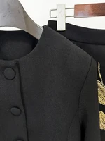 HIGH STREET Newest Fashion 2026 Designer Suit Set Women's 3/4 Sleeve Beaded Cropped Jacket Midi Skirt Suit 2pcs - Image 3