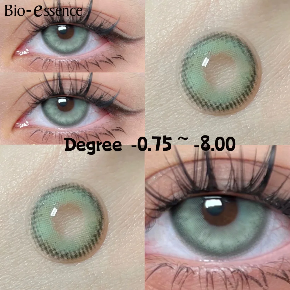 Bio-essence 1 Pair Mermaid Green Colored Contact Lenses for Eyes with Prescription Myopia Lenses with Degree Green Lenses Y2K