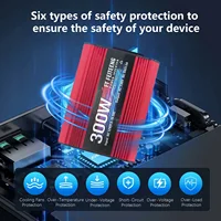 อินเวอร์เตอร์ในรถยนต์ 300W DC 12V เป็น AC 110V 220V ช่องเสียบแบบ Type-C US EU ช่องเสียบอเนกประสงค์ พอร์ตชาร์จเร็ว USB สำหรับทุกประเทศ อินเวอร์เตอร์ USB 4