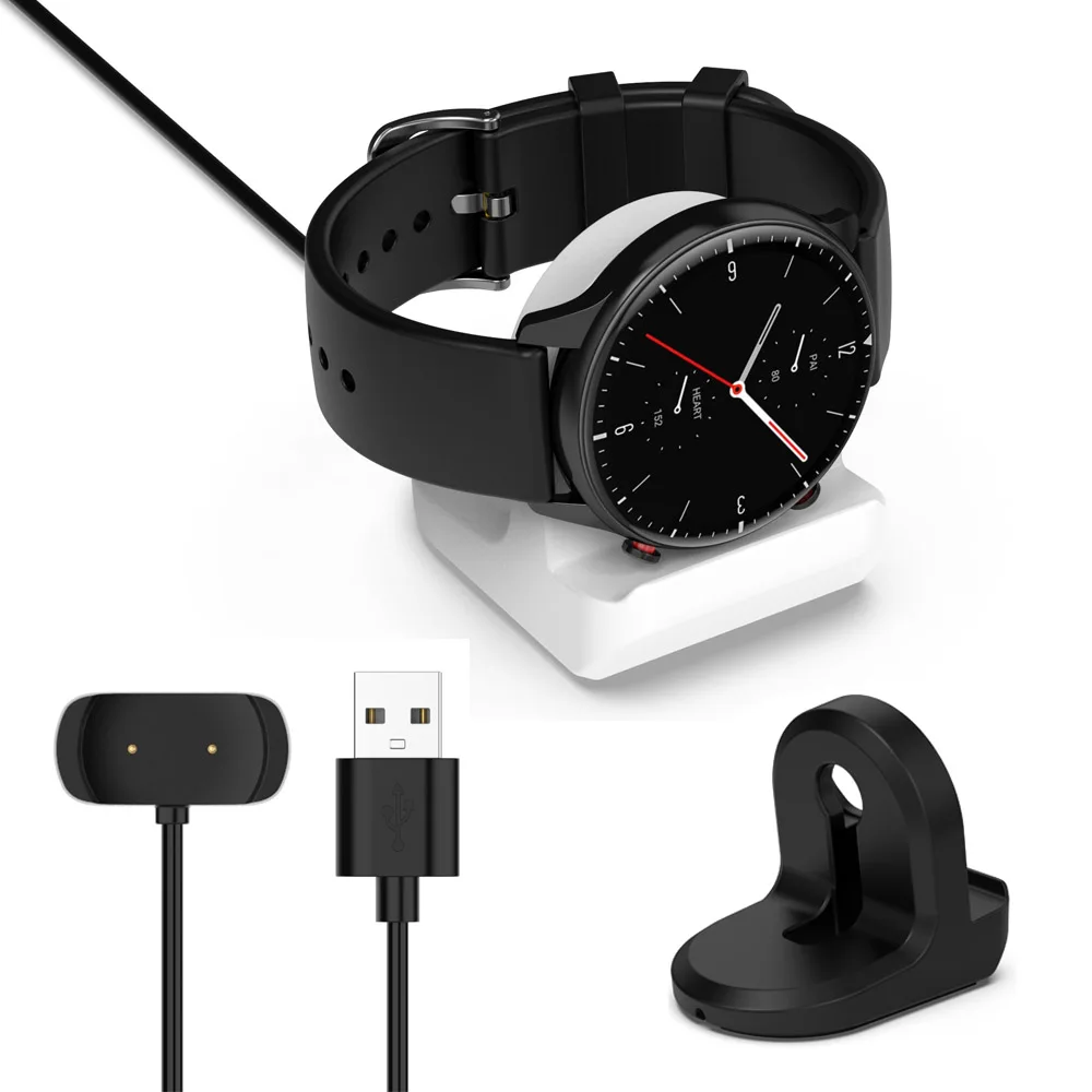 Suporte de Silicone com Carregador para Amazfit Gtr Mini Bip Gtr 2e Gts2 Gts 2e Gts2 Gts4 Mini Pop Pro Bip u T-rex Pro