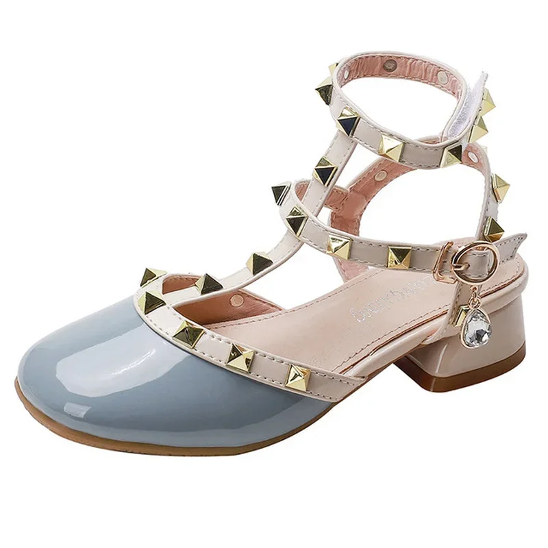 Girls Roman Shoes Summer Sandals New Fashion Children Princess Kids Shoes Rivet Square Mouth Small leather shoes kids sandals kids shoes