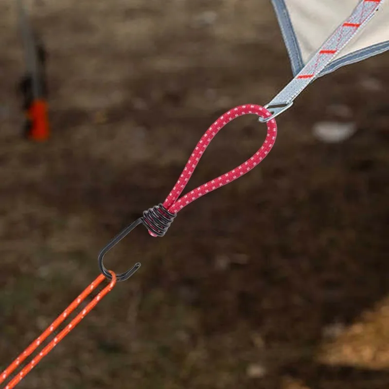 Outdoor Tent Ropes 1/3/5Pcs Outdoor Tent Bungee Elastic Rope Cords with Hook for Camping Canopy Tarp Tent Fixed Binding Belt Hook Cord Fastener