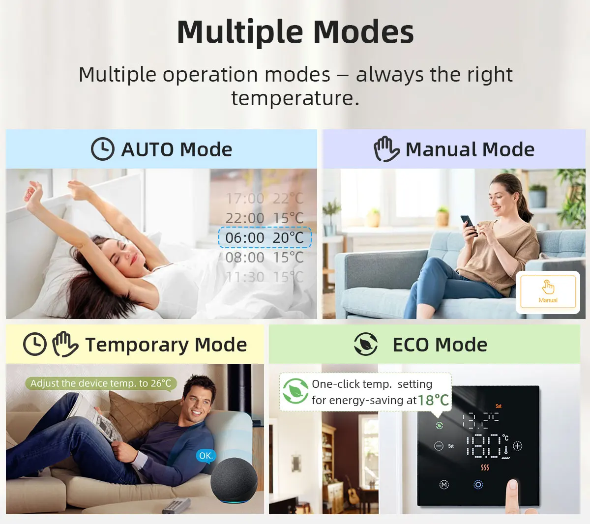 Tuya Smart WiFi Touch Screen Thermostat Electric/Water/Gas Boiler Floor Heating