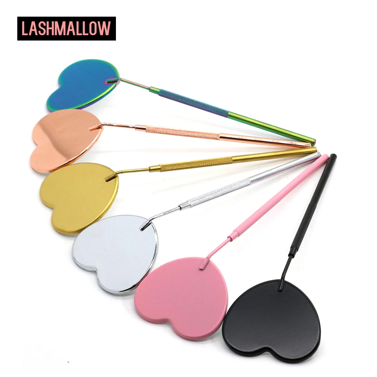 

Heart-Shaped Moon Eyelash Extension Mirror Stainless Steel Large Makeup Beauty Tools Lashes Accessories