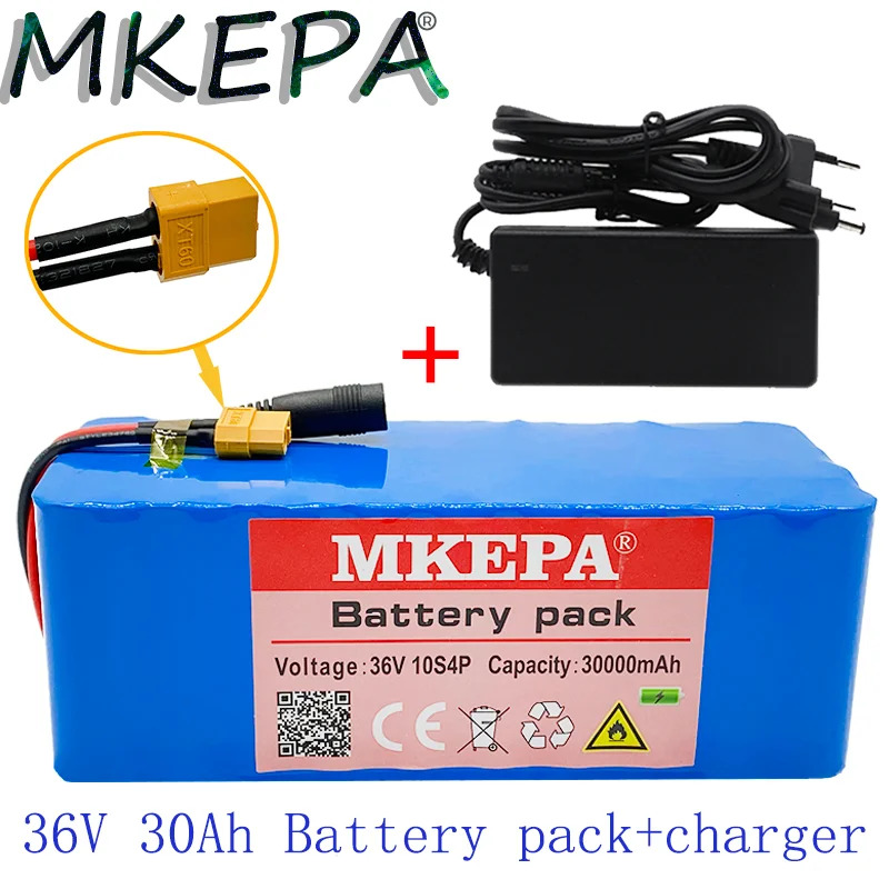 Bateria 500w Bateria de Alta Potência 42v 30000mah Ebike Bicicleta Elétrica Bms 42v Bateria com Xt60 Plug Mais Carregador 36v 10s4p 30ah