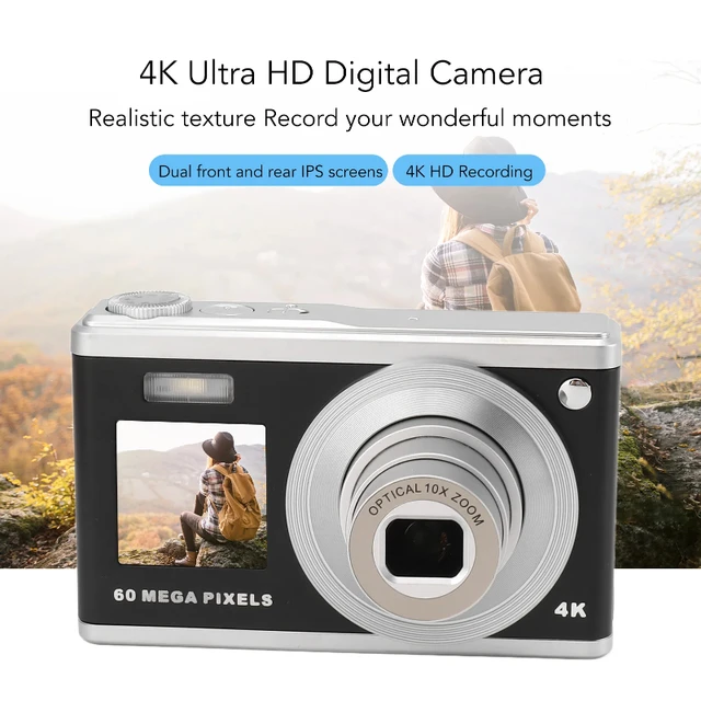 5K 64MP Digital Camera With 6X Optical Zoom & WiFi – Vlogging Camera For YouTube, Dual Lens, Autofocus, Includes 2 Batteries & 64GB Card
