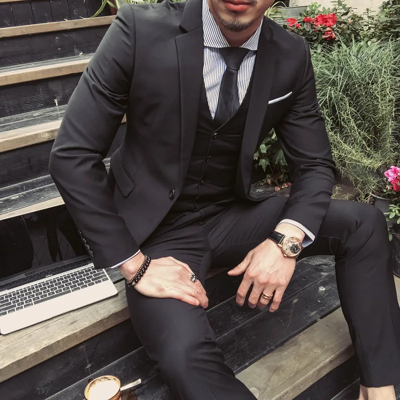 Tailored Burgundy Purple Suit Men Groom Slim Fit 3 Piece Tuxedo Prom Wedding Suits Blazer Terno Masuclino Jacket+Pant+Vest mens suit