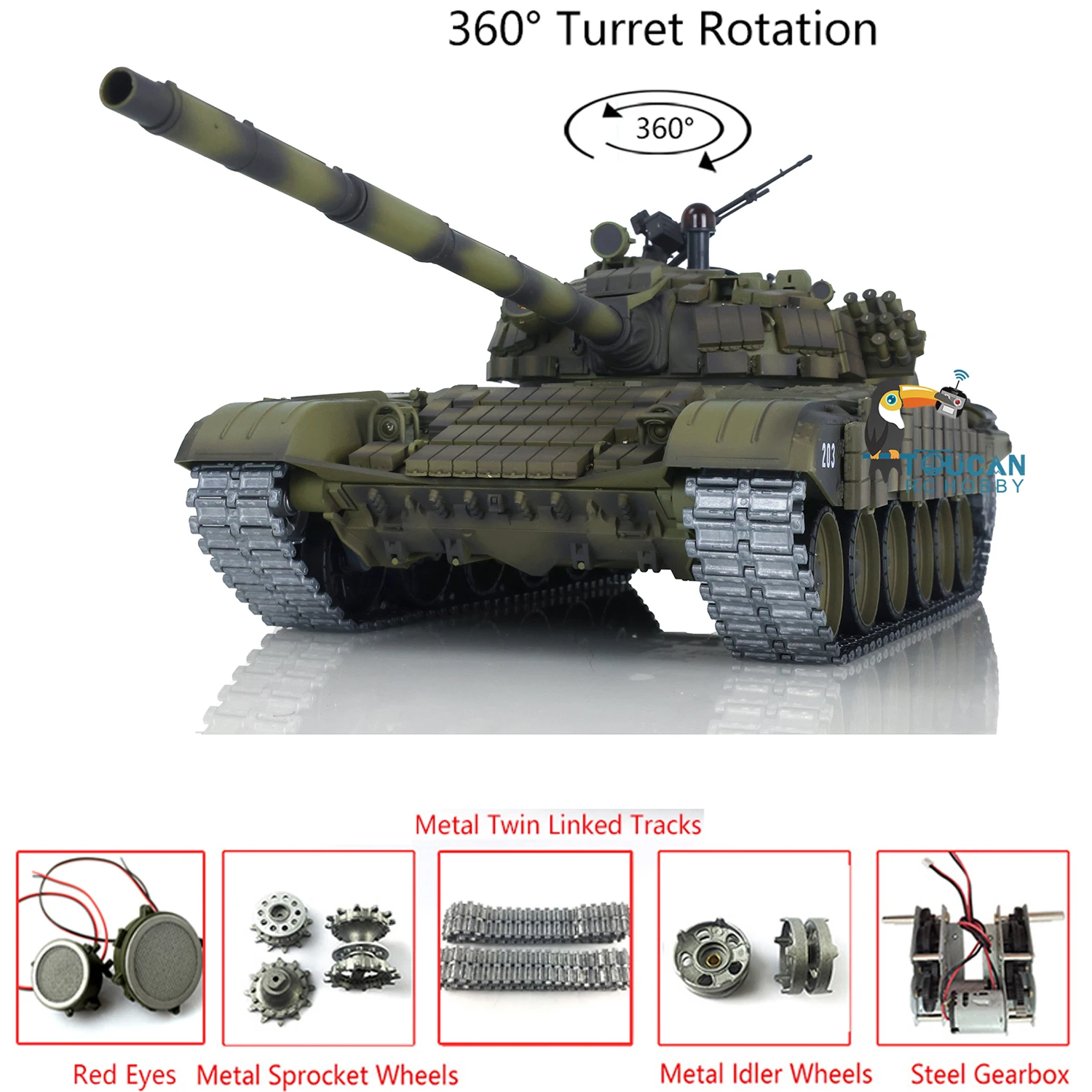 Upgraded Ver Heng Long RC Battle Tank 1:16 Large TK7.0 Russia T72 3939 Redeyes Remote Tracked Vichels Controlled Car Toy TH20573 2