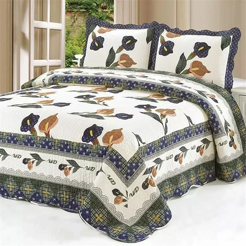 

3pcs Cotton Quilt Bedspread Set Fashion Bedding Patchwork Duvet Quilted Blanket America Linen Coverlet Cubrecam Bed Cover Colcha