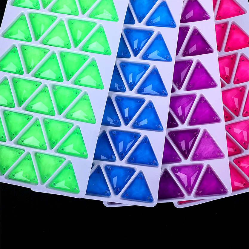 VC Neon Fluoreszierendes Dreieck zum Aufnähen, Strass, Dreieck, Nähen, Diamant, Glas, Diamant, flache Rückseite, DIY-Zubehör, Hochzeit – Detail 3