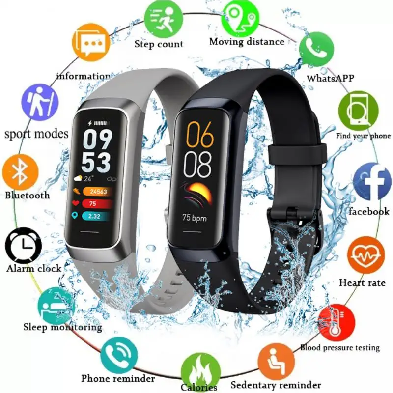 

Мужские Смарт-часы C60 ECG с датчиком температуры, водонепроницаемые IP67
