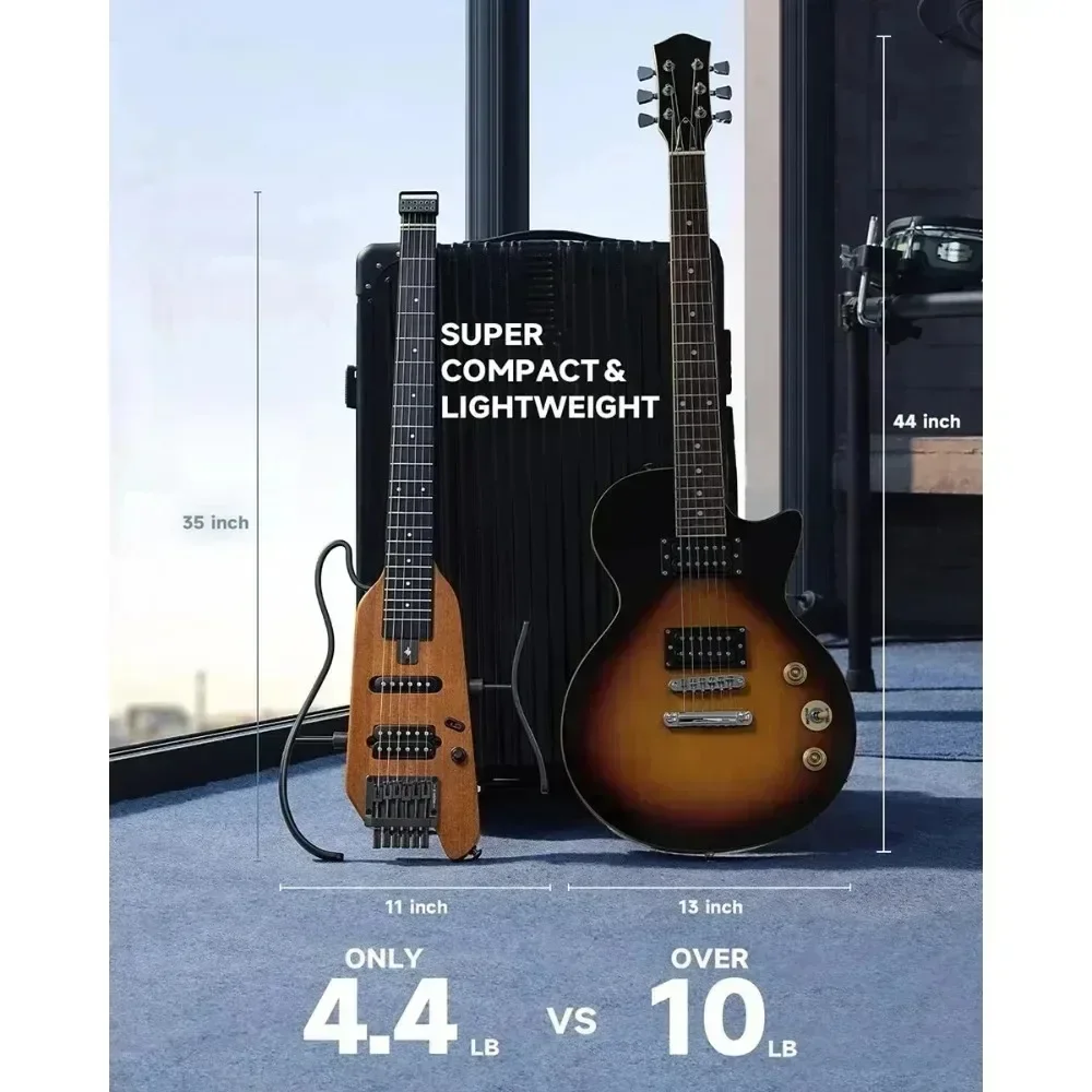 Acoustic Electric Travel Guitar Removable Frames Ultra Light Mahogany Solid Body Donner HUSH-X