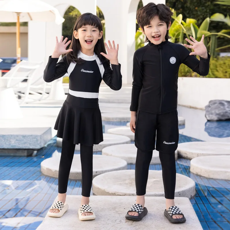 Kids Girls Boys Swimsuit Long Sleeve pants Sun Protection Swimming Beach Wear Cute Playful Rash Guard rash guard