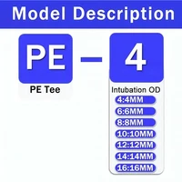 5PCS PE Pneumatic Tee Fitting - Plastic Push in Air Connector Tube Quick Release Hose Pipe Adapter for 4mm 6mm 8mm 10mm 12mm 2