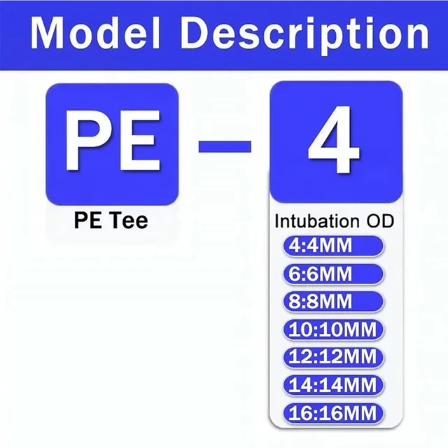 5PCS PE Pneumatic Tee Fitting - Plastic Push in Air Connector Tube Quick Release Hose Pipe Adapter for 4mm 6mm 8mm 10mm 12mm 2