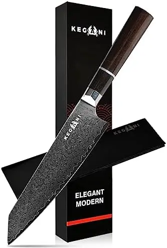 

8" Japanese Kiritsuke Chef Knife, Japanese 67 Layers VG-10 Damascus Knife, Ebony FullTang Handle Natural Texture Japanese Kn