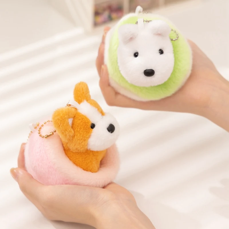 Hot 1pc 10cm Love Dog Nest Series Plush Pendant Schnauzer,corgi Dog,teddy Dog Keychain Stuffed Animal Puppy Kid Gift