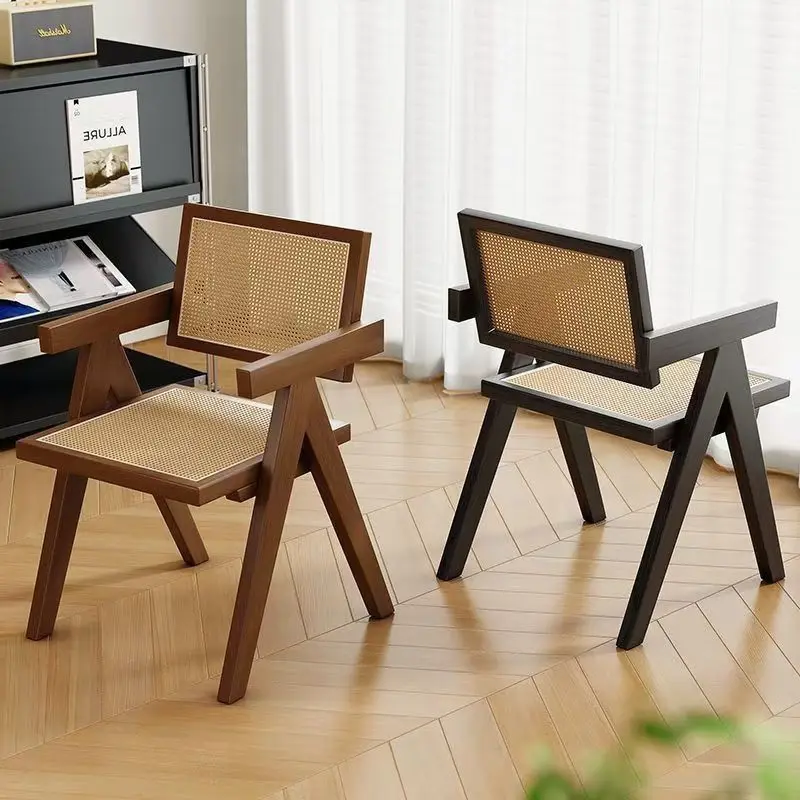 Description Picture 4 of itemDesign Oriented Beautiful Dining Chairs Modern Armrest Wooden Lazy Chair Backrest Minimalist Chaises Salle Manger Furniture