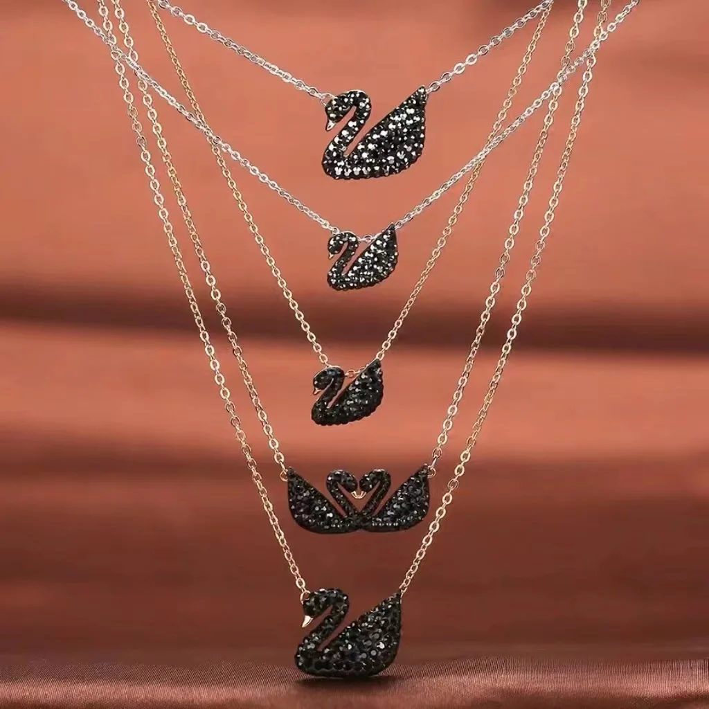 

Luoshiqi Element Crystal Swan Inspirational Necklace as a Gift for Friends with a Box