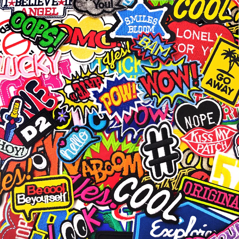 Крутые термоклейкие нашивки WOW OOPS POW, ткань для шитья одежды ручной работы, аппликации для одежды, музыкальные наклейки, значки Parche YES, оригинал
