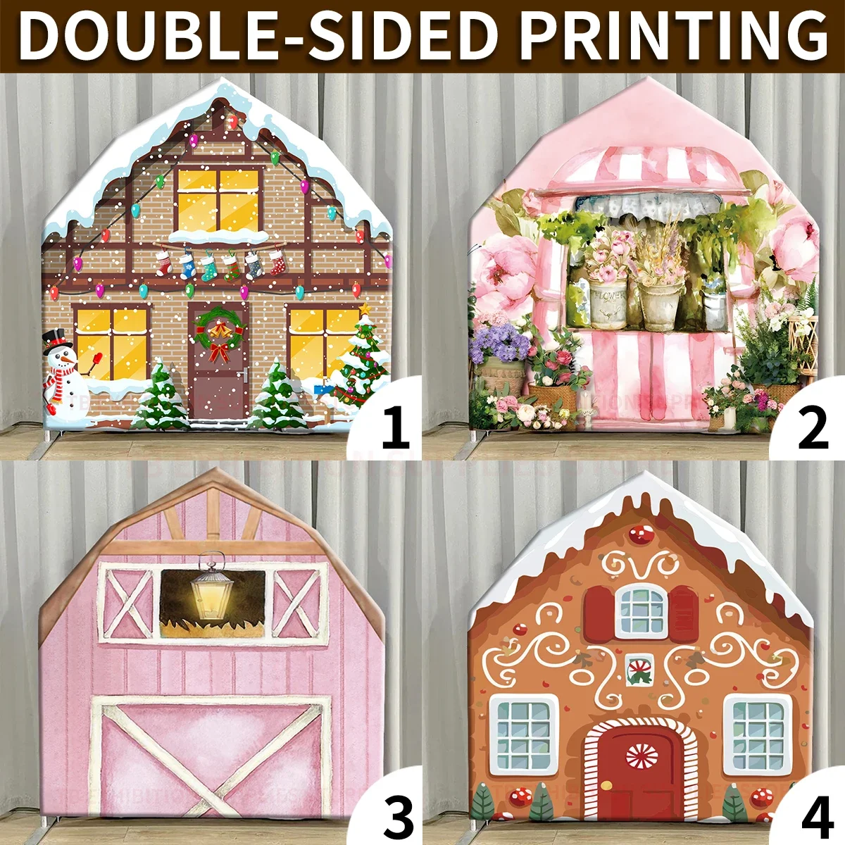 7ft Fram Barn Arch Background Frame DoubleSided Printing House Backdrop Cover for BabyShower Kid Birthday Christmas Decor